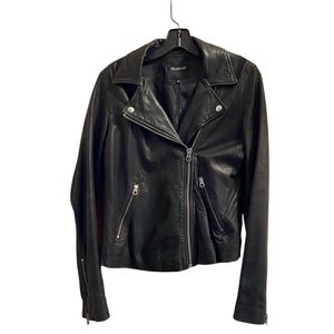 EUC Madewell Washed 100% Leather Motorcycle Jacket - Size M